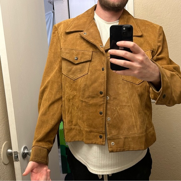 Vintage 60s/70s Gale-Sobel Sportswear Brown Suede Leather Trucker Jacket Size 52 - Picture 6 of 16